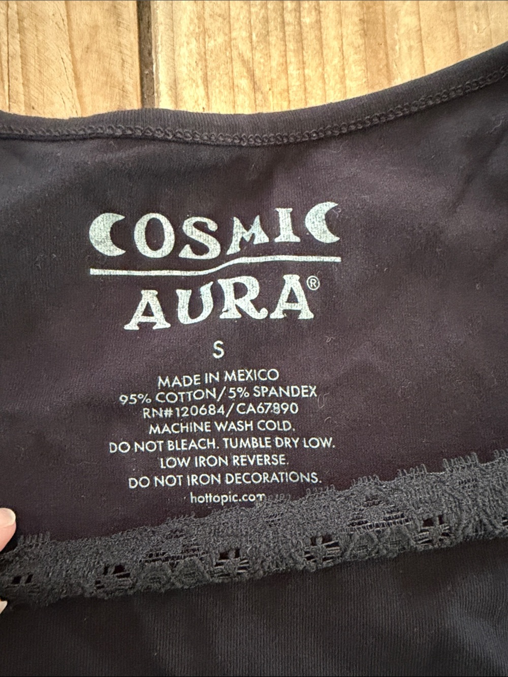 Hot Topic Black Cosmic Aura Lace-Trim Long Sleeve Top with Celestial Graphic NWT - Picture 2 of 7
